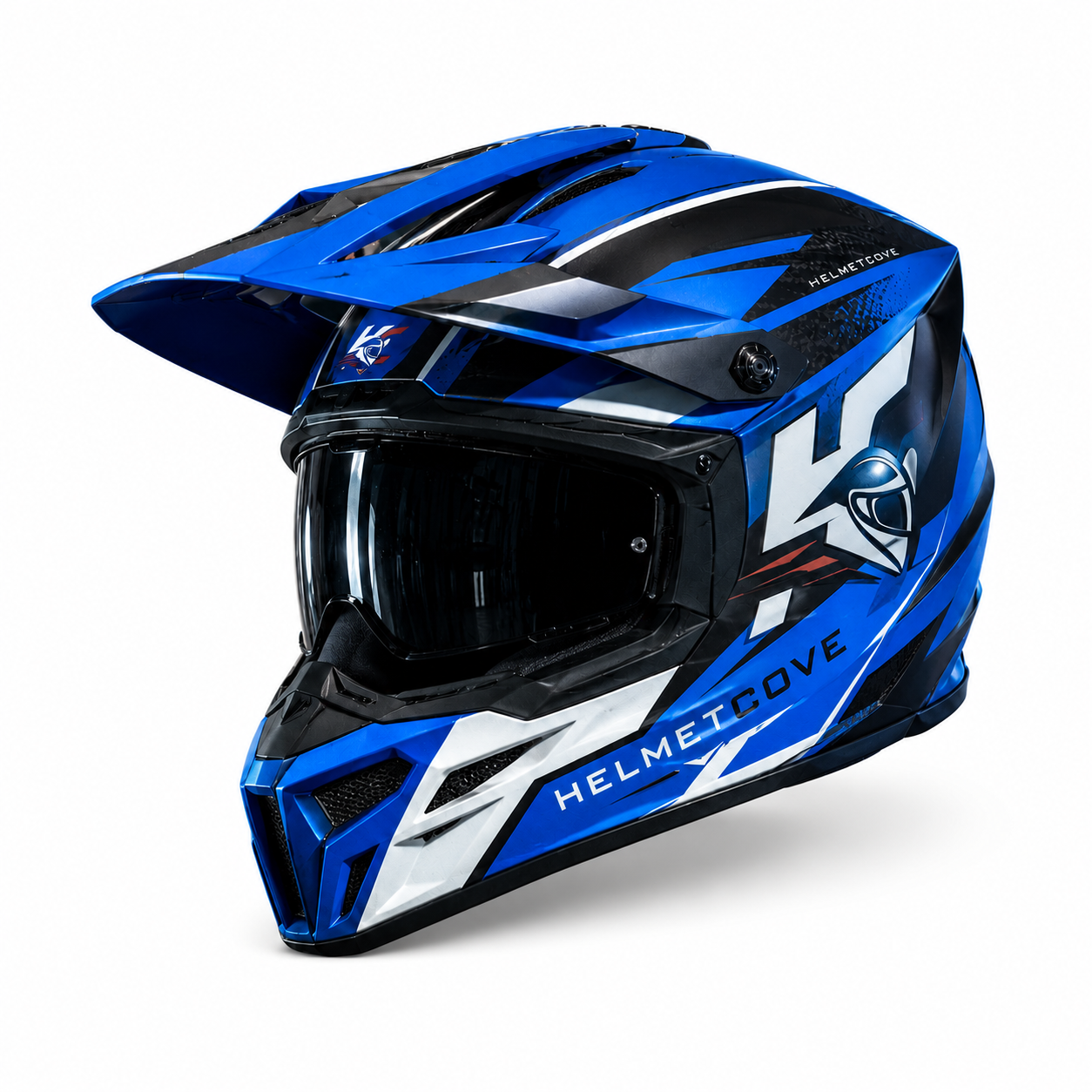 HelmetCove TrailX Pro Dual Sport Helmet – Electric Blue Edition