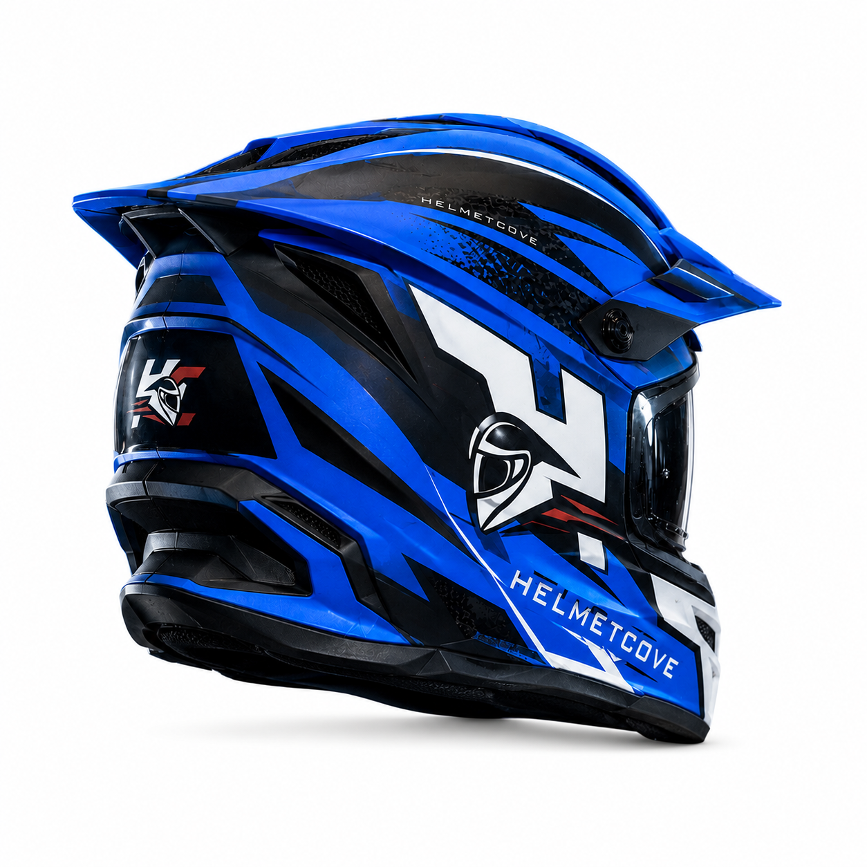 HelmetCove TrailX Pro Dual Sport Helmet – Electric Blue Edition