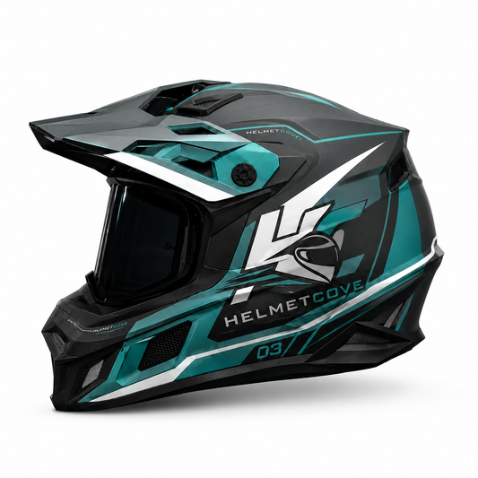 HelmetCove TrailX HC-03 Adventure Helmet Stealth Cyan Edition